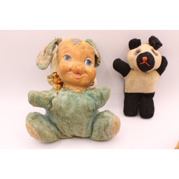 Lot 6 Vintage Plush Rubber Face Doll Stuffed Animal Toys NEED REPAIR SAVE THEM! - Picture 3 of 13